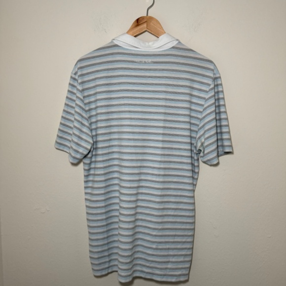 Travis Mathew Polo Shirt Men's LG White Striped Performance Golf Casual - Picture 5 of 6